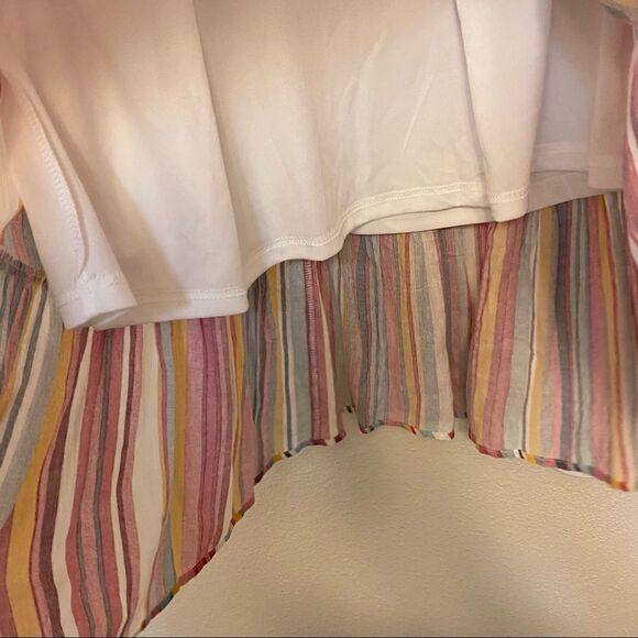 Forever 21 short sleeve ruffle Striped Flounce-Hem Mini Boho romantic Dress-S - Picture 11 of 11